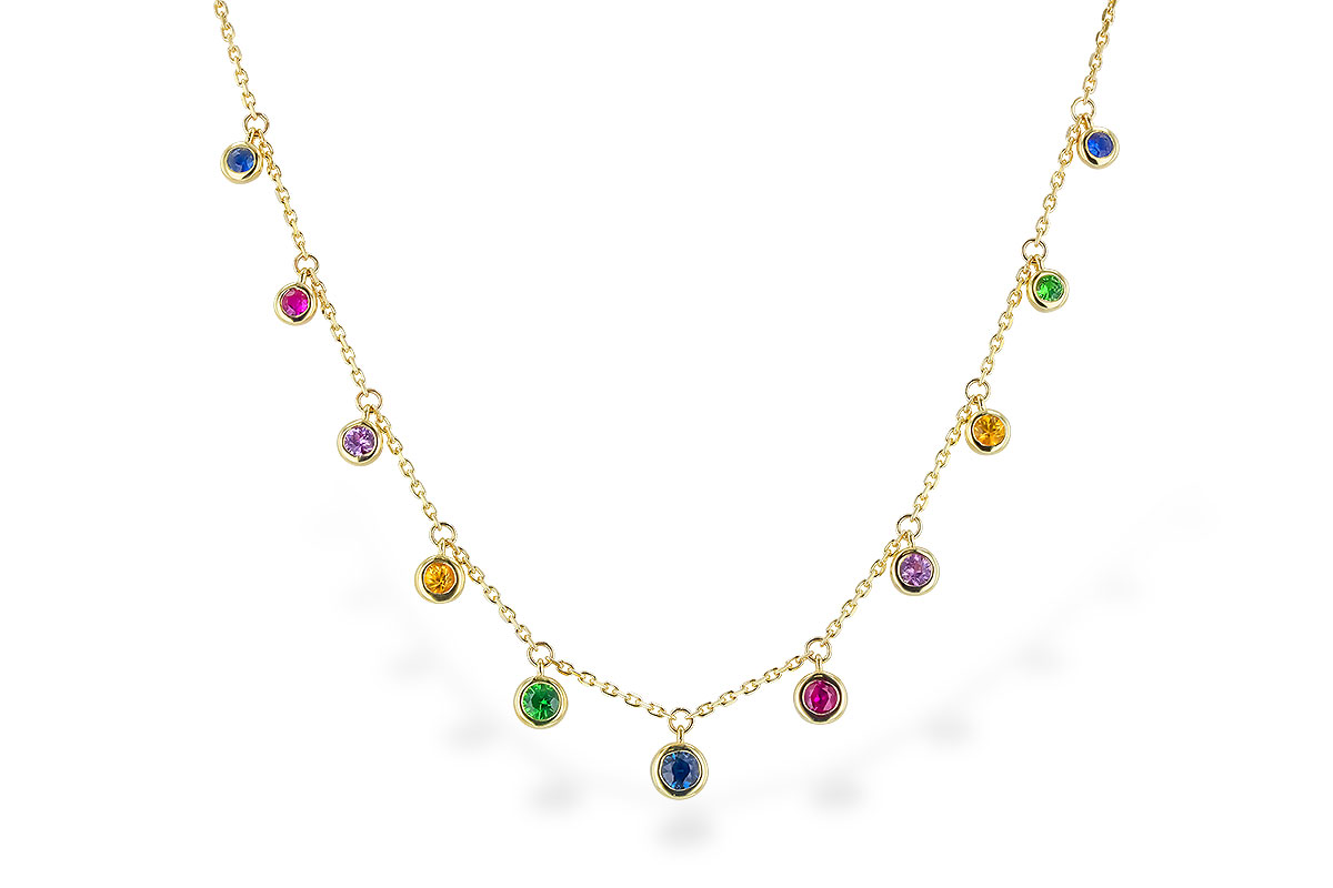 A310-43490: NECK .90 TW MULTI-COLOR SAPPH & GREEN GARNET (18")