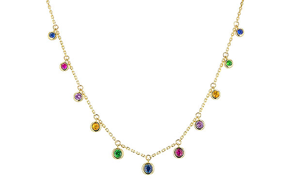 A310-43490: NECK .90 TW MULTI-COLOR SAPPH & GREEN GARNET (18")