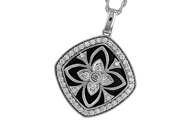 A310-43545: DIA & ONYX NECKLACE .48 TW