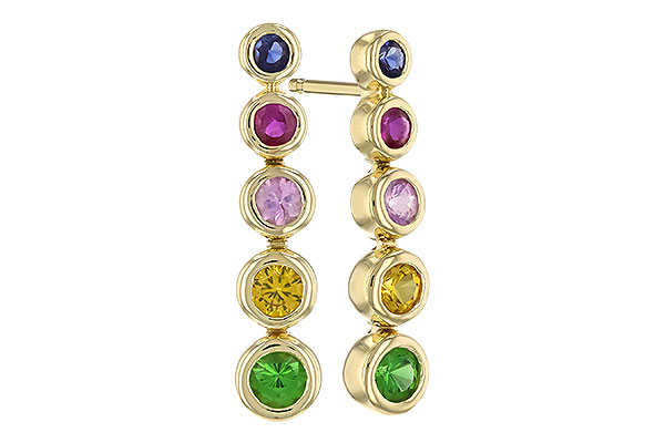 A310-45363: EARR .60 TW MULTI-COLOR SAPPH & GREEN GARNET