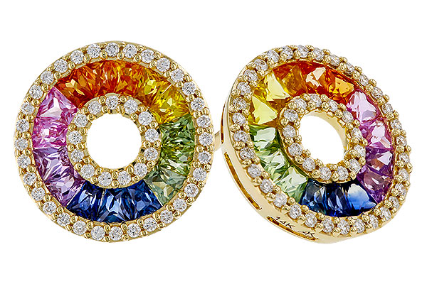 A311-30763: EARRINGS 2.10 MULTI-COLOR SAPP 2.37 TGW