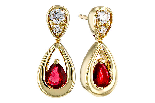 A311-30772: EARRINGS .40 RUBY .52 TGW (4x3 RUBY)
