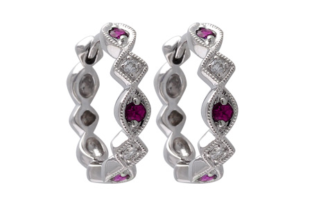 B037-64372: EARRINGS .20 RUBY .25 TGW