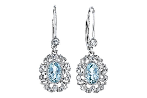 B311-28963: EARRINGS .75 TW AQUA .92 TGW (7x5MM AQUA)