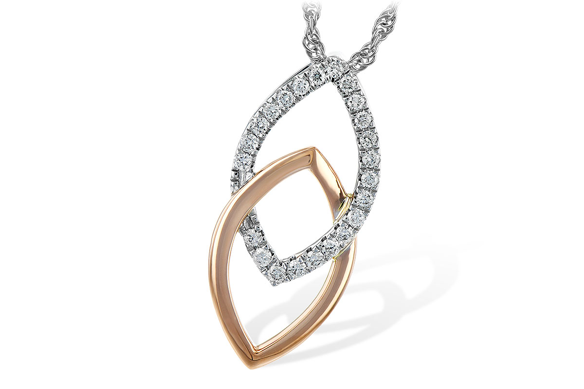 C225-89899: NECKLACE .20 TW (ROSE & WG)