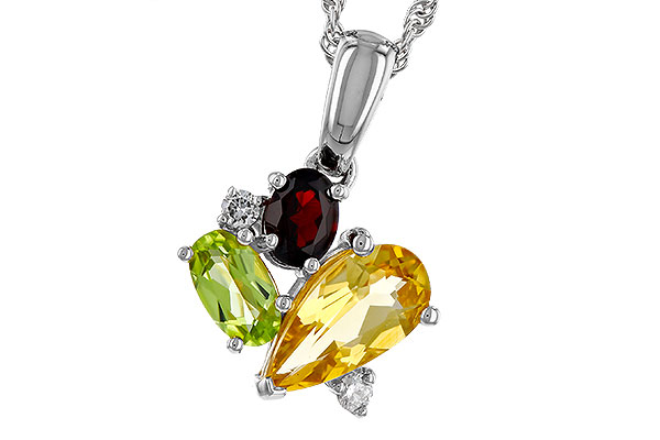 C311-30763: NECKLACE .79 SEMI PREC (CIT,PER,GAR) .82 TGW