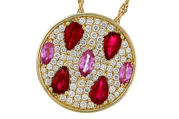 C311-36199: NECK 1.42 TW PRECIOUS (RUBY & PINK SAPP) 1.82 TGW