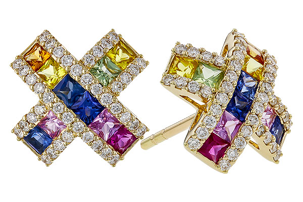 D311-30763: EARRINGS 1.00 MULTI-COLOR SAPPH 1.38 TGW