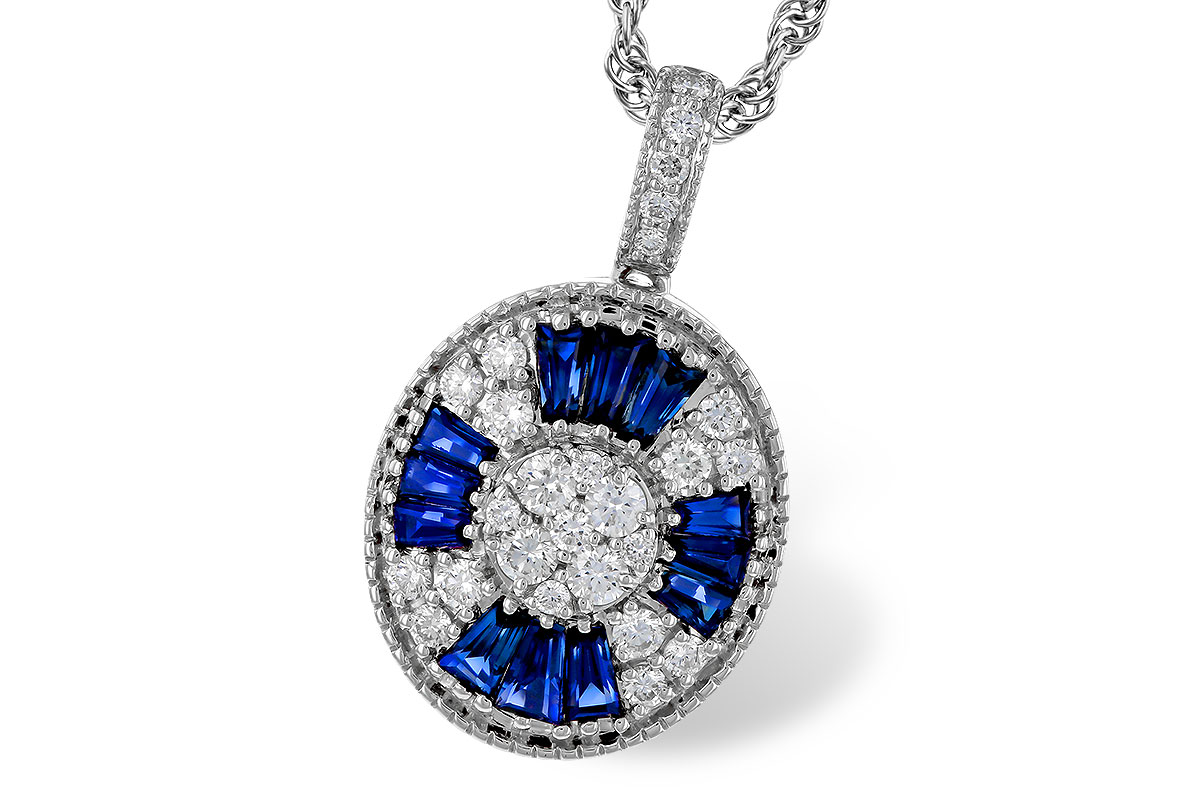 D311-34445: NECKLACE .56 TW SAPPHIRE .80 TGW