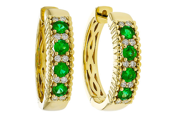 D311-36272: EARRINGS .33 TW EMERALD .45 TGW
