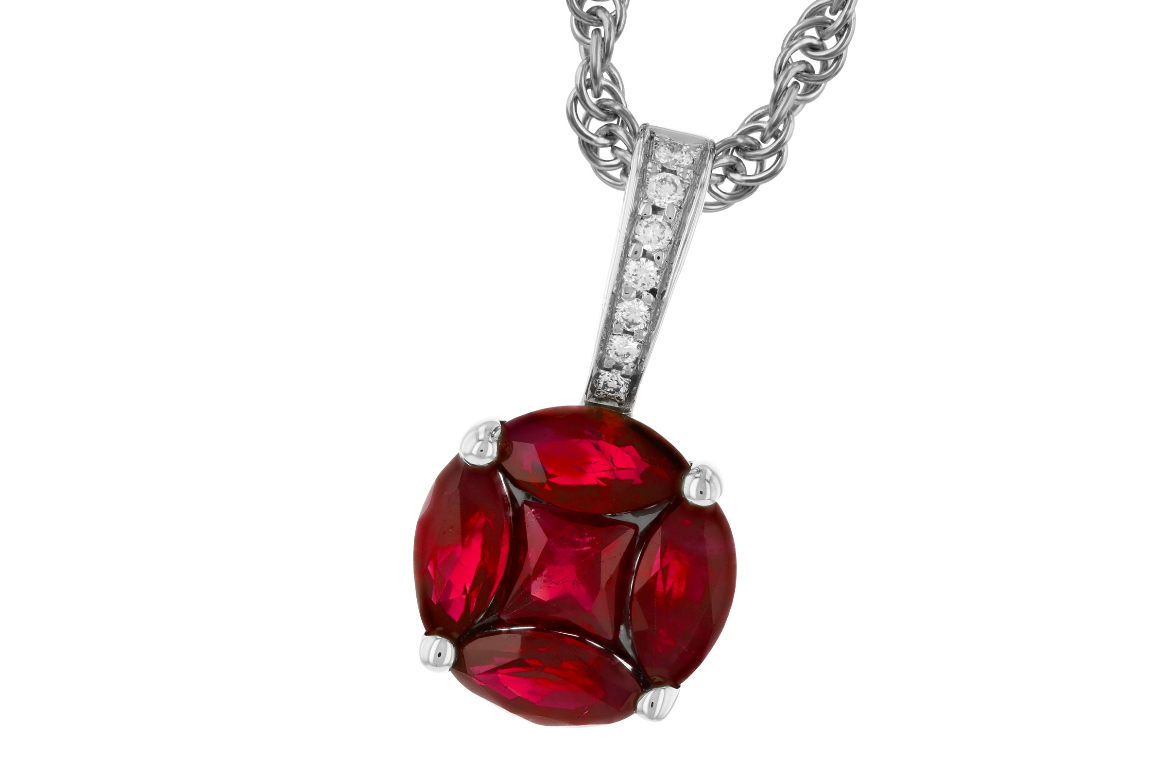 D312-18990: NECKLACE .80 RUBY .82 TW