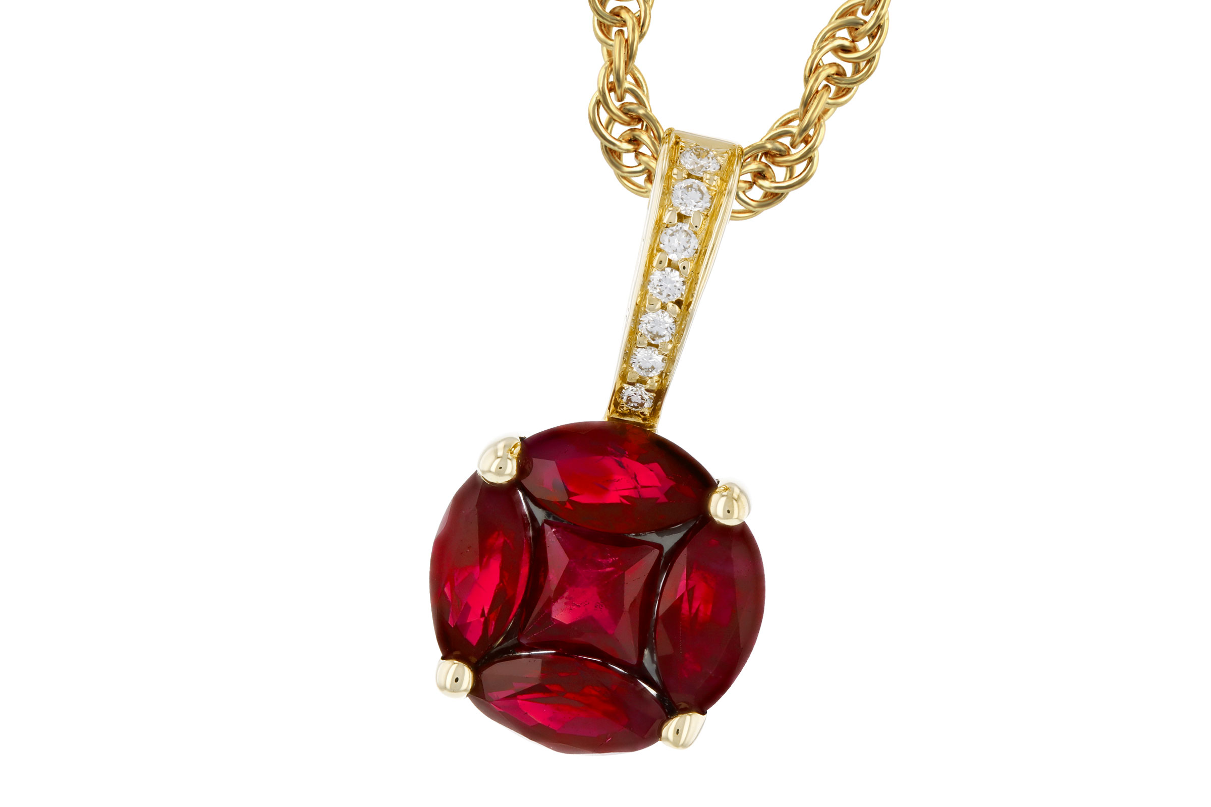 D312-18990: NECKLACE .80 RUBY .82 TW