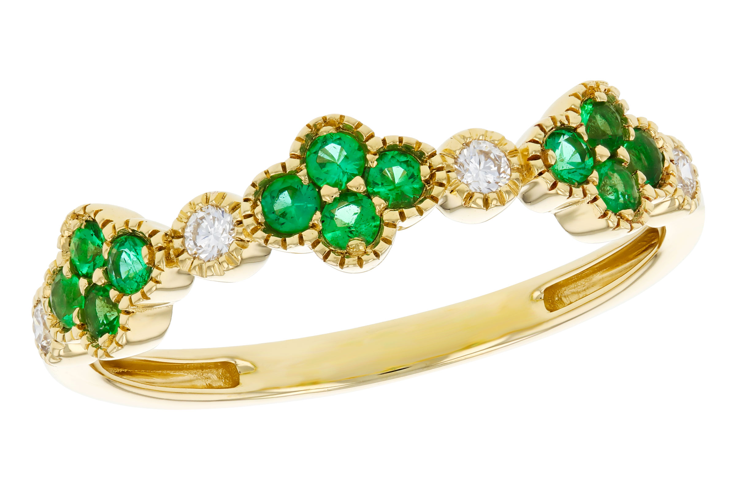 D312-21663: LDS WED RG .18 TW EMERALD .26 TGW