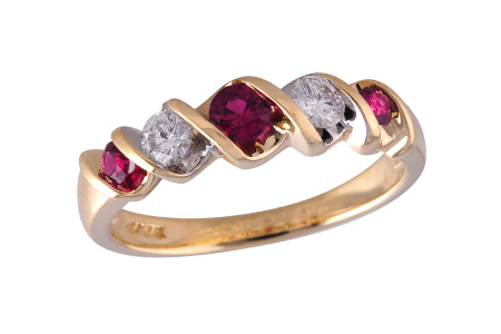 E129-47126: LDS WED RG .34 RUBY .58 TGW