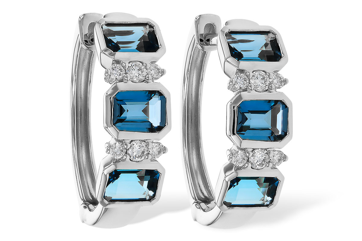 E311-29890: EARRINGS 1.37 TW LONDON BLUE TOPAZ 1.48 TGW