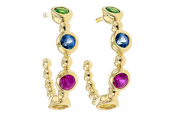 E312-18917: EARR .68 TW MULTI-COLOR SAPPH & GREEN GARNET
