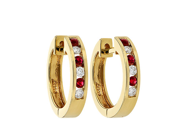 F037-67099: EARRINGS .16 RUBY .26 TGW