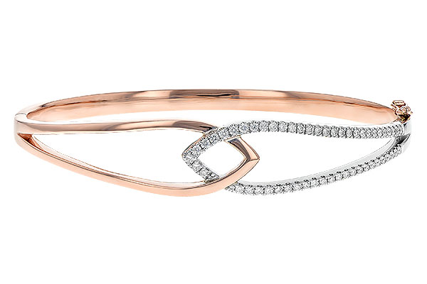 F225-89899: BANGLE BRACELET .50 TW (ROSE & WG)