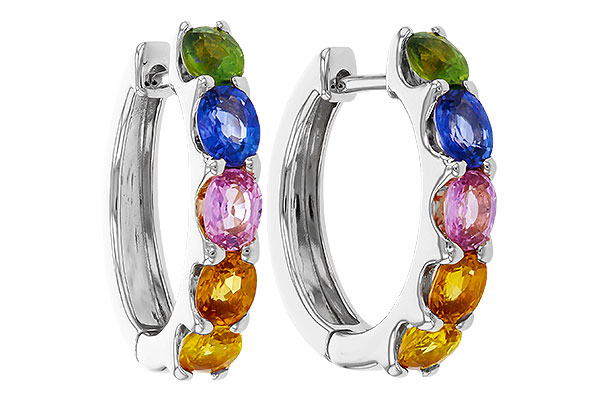 F311-30754: EARRINGS 2.20 TW MULTI-COLOR SAPPHIRE