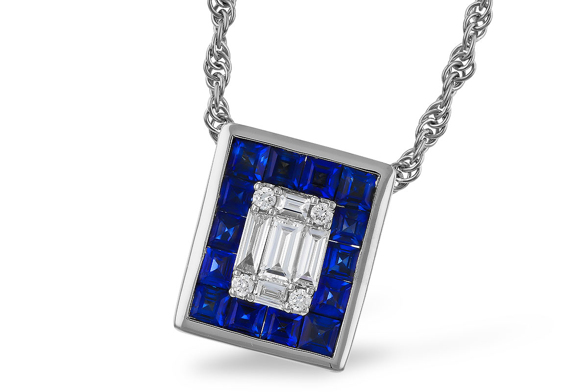 F311-35326: NECKLACE .84 SAPPHIRE TW 1.02 TGW