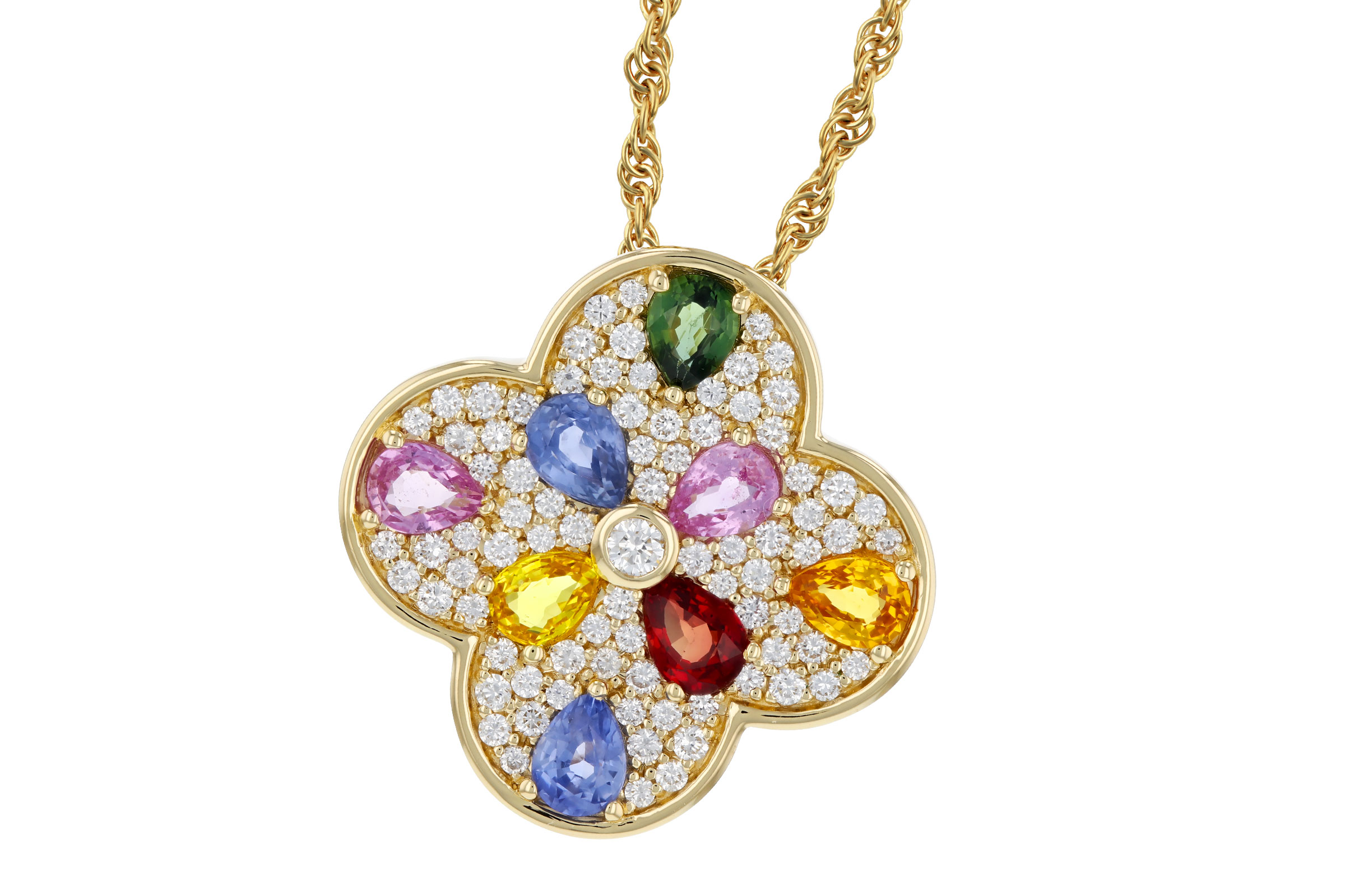 F312-21681: NECKLACE 1.40 MULTI-COLOR SAPPH 1.82 TGW