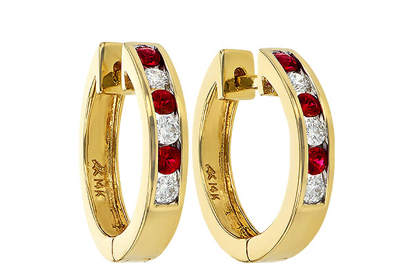 G037-67099: EARRINGS .29 RUBY .50 TGW