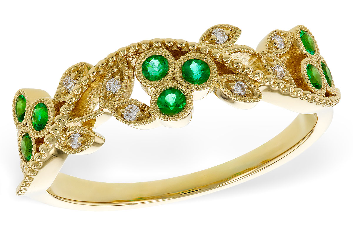 G311-36190: LDS WED RG .17 EMERALD TW .23 TGW
