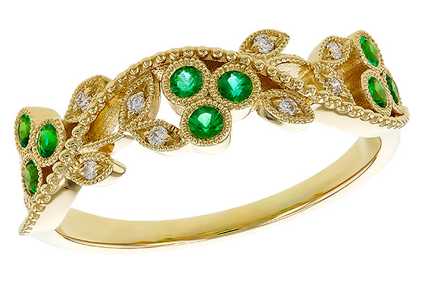 G311-36190: LDS WED RG .17 EMERALD TW .23 TGW