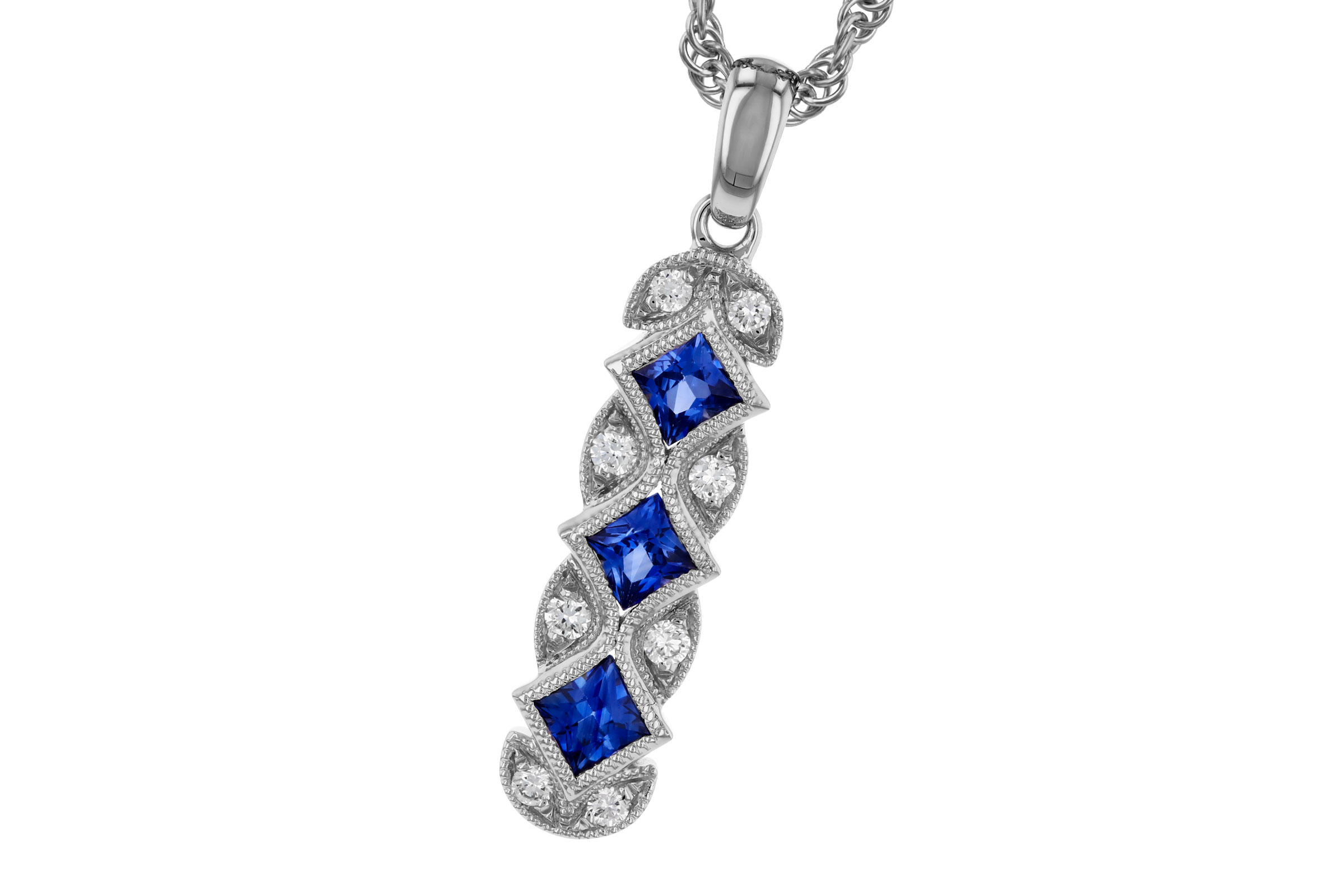 G312-20735: NECKLACE .55 TW SAPPHIRE .64 TGW