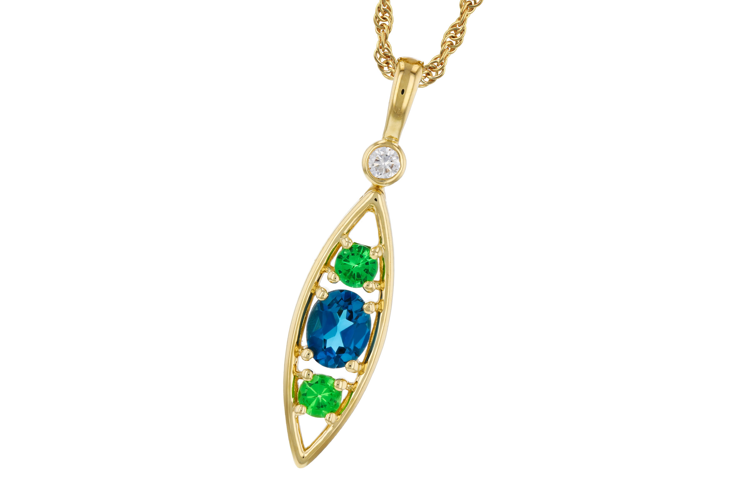 G312-20772: NECKLACE .54 SEMI-PREC (LBT & GR.GT) .58 TGW