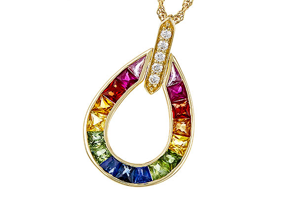 K311-30762: NECKLACE 1.10 MULTI-COLOR SAPPH 1.15 TGW