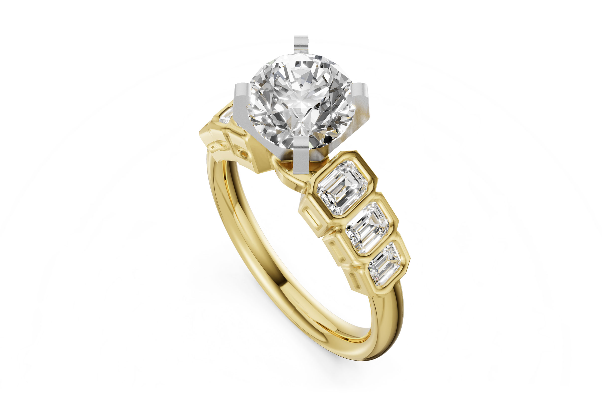 K312-19826: LDS SEMI DIA RG .92 TW EMERALD CUTS