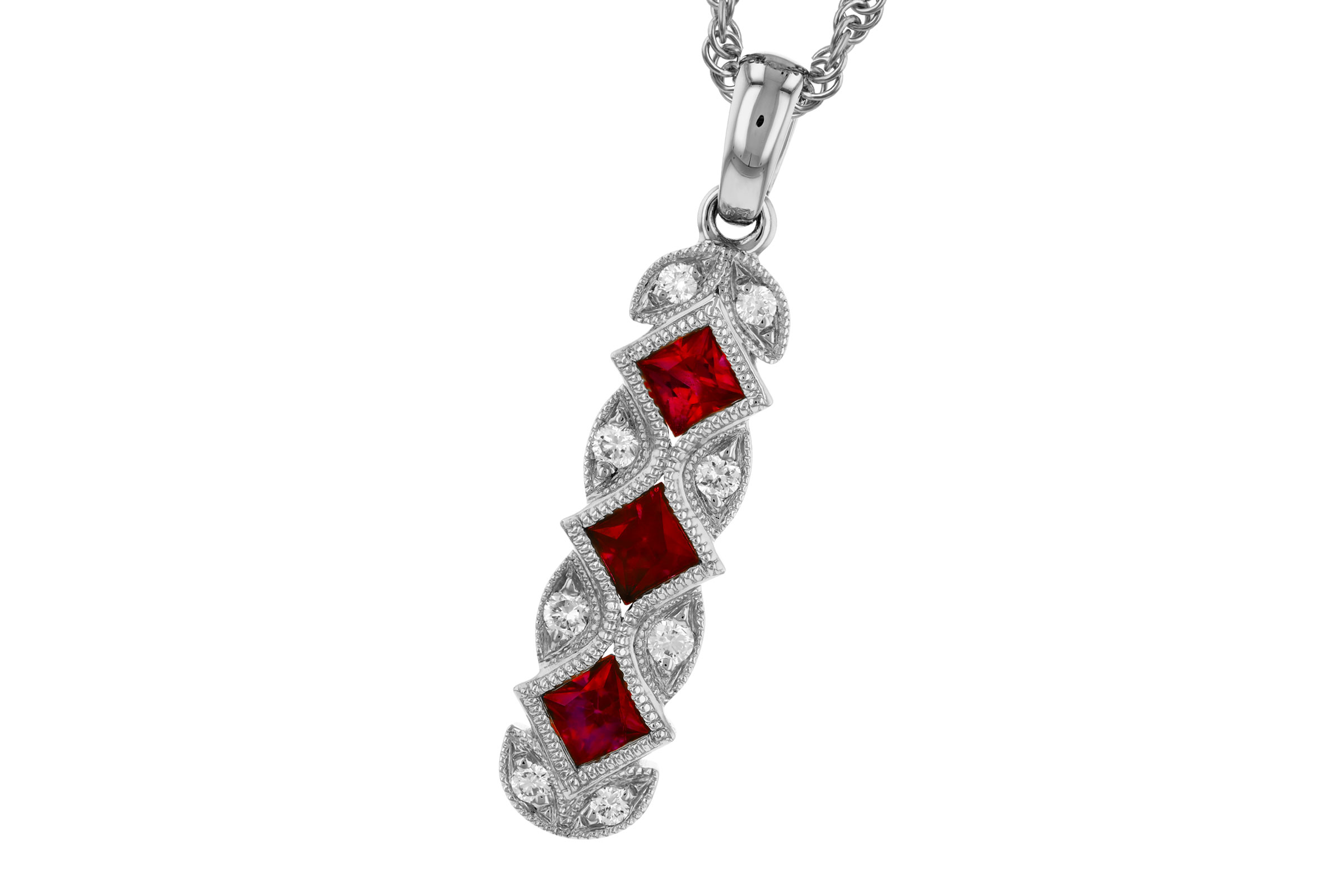 K312-19862: NECKLACE .55 TW RUBY .64 TGW