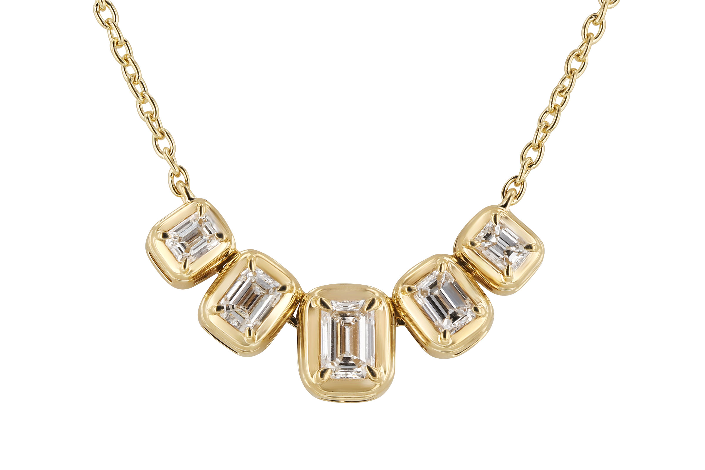 K312-21653: NECKLACE .87 TW EMERALD CUT DIA (18")