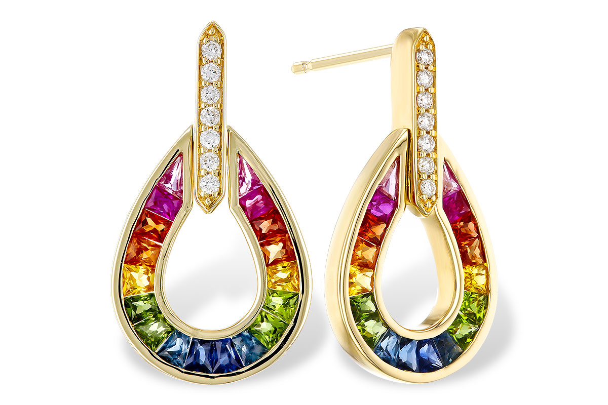 L311-30762: EARRINGS 1.18 MULTI-COLOR SAPP 1.25 TGW
