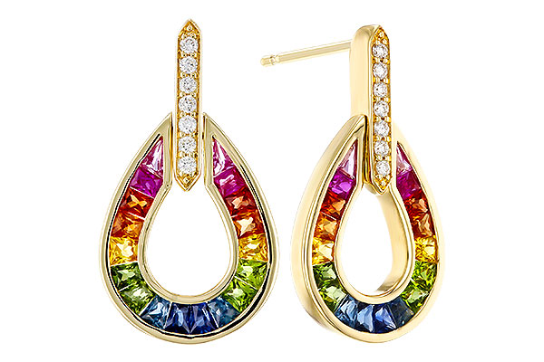 L311-30762: EARRINGS 1.18 MULTI-COLOR SAPP 1.25 TGW