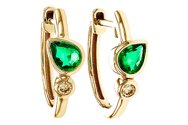 M311-32635: EARRINGS .38 TW EMERALD .44 TGW
